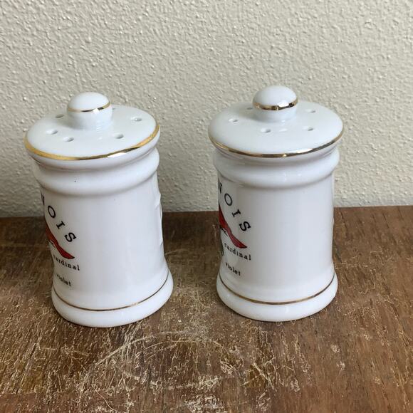 State of Illinois salt and pepper shakers Cardinal State Bird Violet Ceramic - Picture 5 of 6